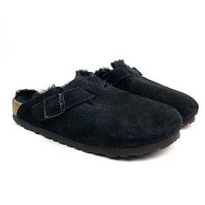 Birkenstock Boston Suede Fur Lined Clogs